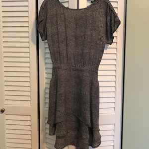 Kelly Wearstler black white polka dot silk dress. High low hem. Pockets. EUC.